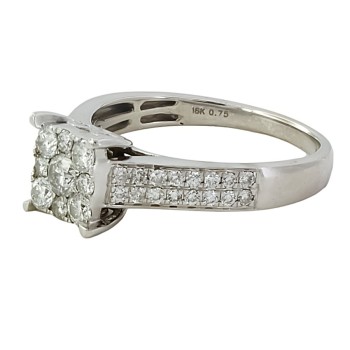 18ct white gold Diamond 0.75cts Cluster Ring size P